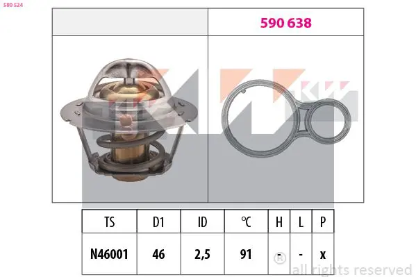 Handler.Part Thermostat, coolant KW 580524 1