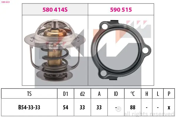 Handler.Part Thermostat, coolant KW 580633 1