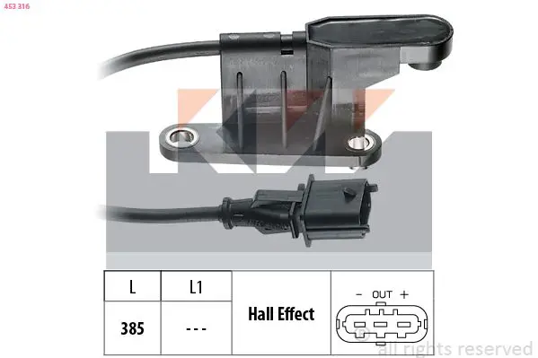 Handler.Part Sensor, camshaft position KW 453316 1