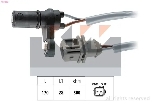 Handler.Part Rpm sensor, automatic transmission KW 453392 1