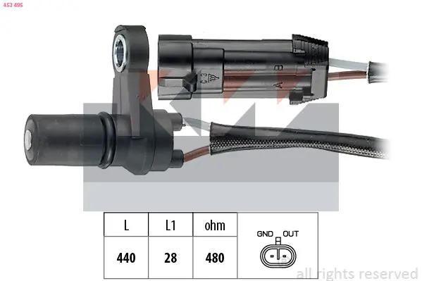 Handler.Part Sensor, camshaft position KW 453497 1