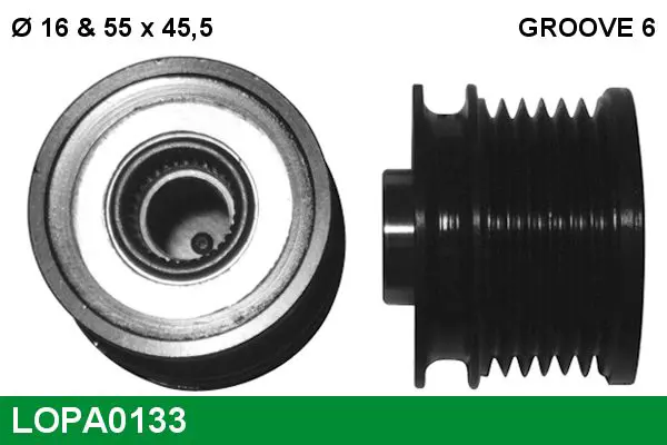 Handler.Part Alternator freewheel clutch Lucas LOPA0133 1