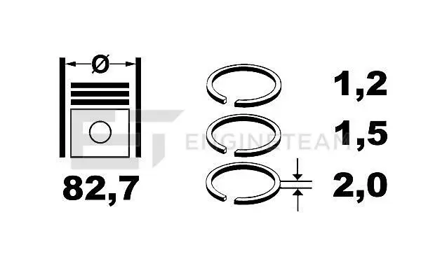 Handler.Part Piston ring kit ET ENGINETEAM R1007600 2