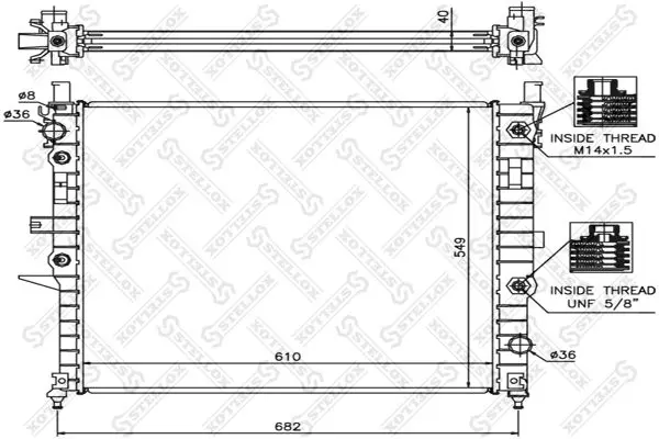 Handler.Part Radiator, engine cooling Stellox 1025138SX 1