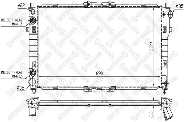 Handler.Part Radiator, engine cooling Stellox 1025858SX 1