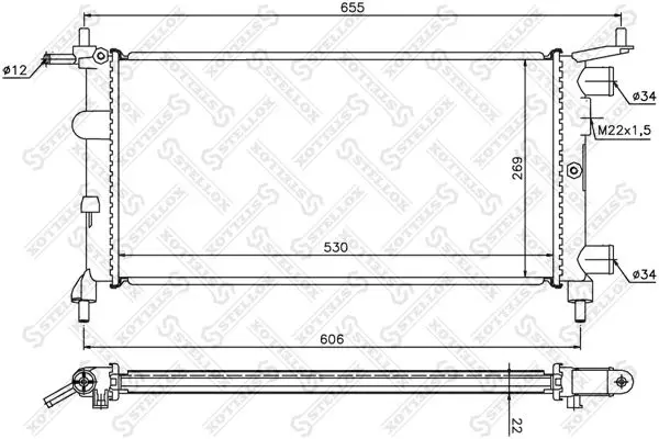 Handler.Part Radiator, engine cooling Stellox 1026075SX 1