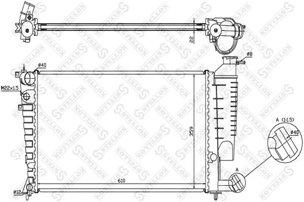 Handler.Part Radiator, engine cooling Stellox 1026096SX 1