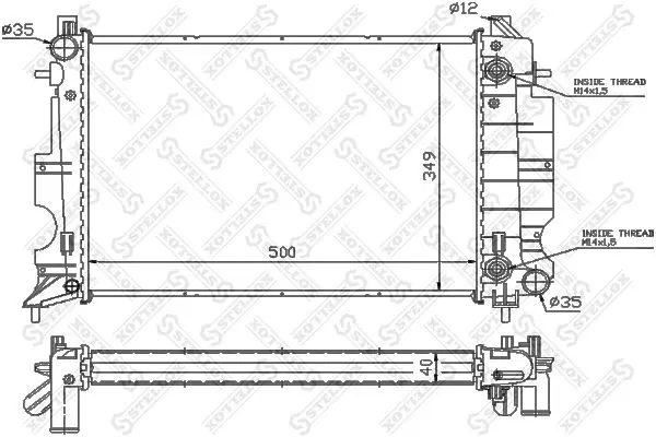 Handler.Part Radiator, engine cooling Stellox 1026229SX 1