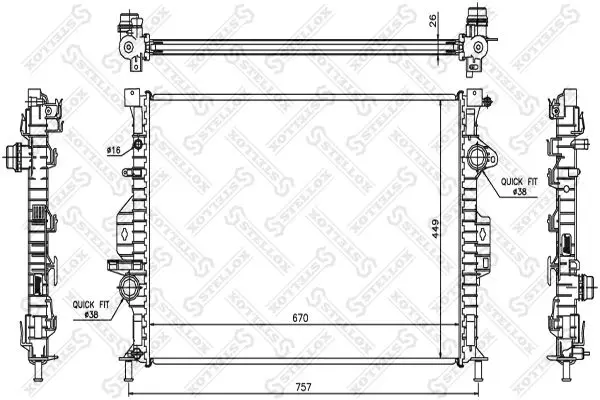 Handler.Part Radiator, engine cooling Stellox 1026464SX 1