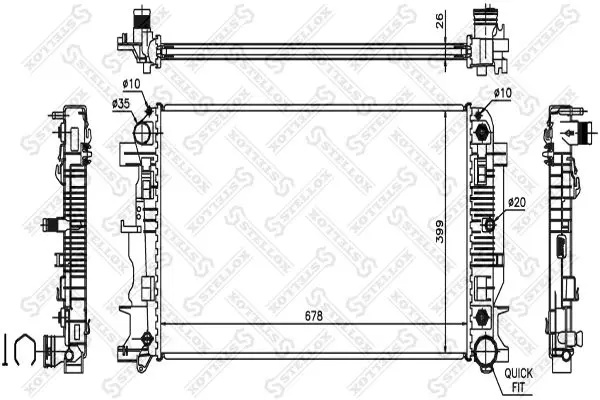 Handler.Part Radiator, engine cooling Stellox 1026553SX 1