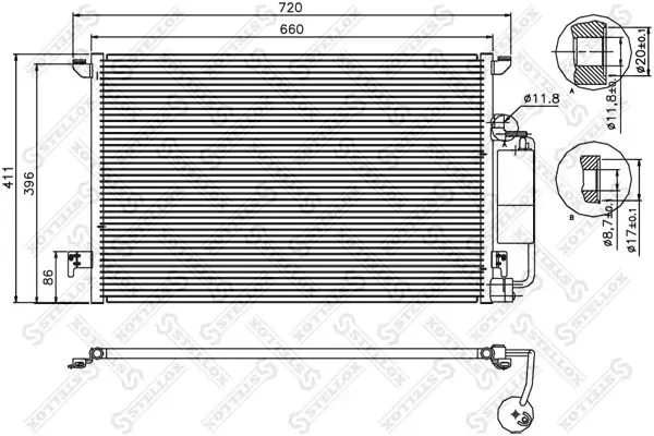 Handler.Part Condenser, air conditioning Stellox 1045554SX 1