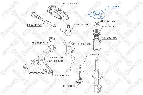 Handler.Part Top strut mounting Stellox 1217069SX 2