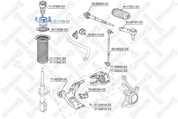 Handler.Part Top strut mounting Stellox 1217158SX 2