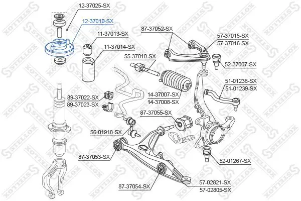 Handler.Part Top strut mounting Stellox 1237010SX 2