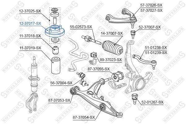 Handler.Part Top strut mounting Stellox 1237017SX 2