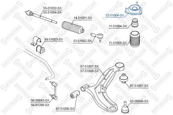 Handler.Part Top strut mounting Stellox 1251004SX 2