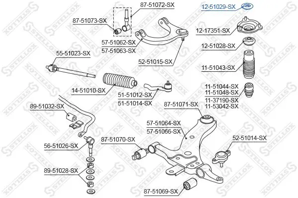 Handler.Part Top strut mounting Stellox 1251029SX 1