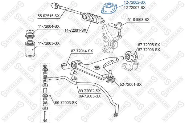 Handler.Part Top strut mounting Stellox 1272002SX 2