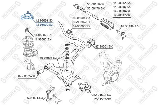 Handler.Part Top strut mounting Stellox 1298002SX 2