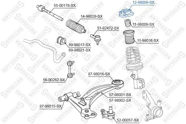 Handler.Part Top strut mounting Stellox 1298009SX 2