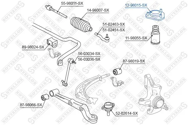 Handler.Part Top strut mounting Stellox 1298015SX 2