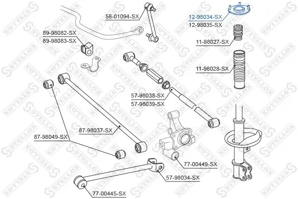 Handler.Part Top strut mounting Stellox 1298034SX 2