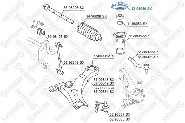 Handler.Part Top strut mounting Stellox 1298049SX 2