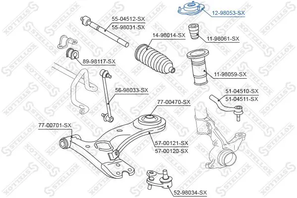 Handler.Part Top strut mounting Stellox 1298053SX 2