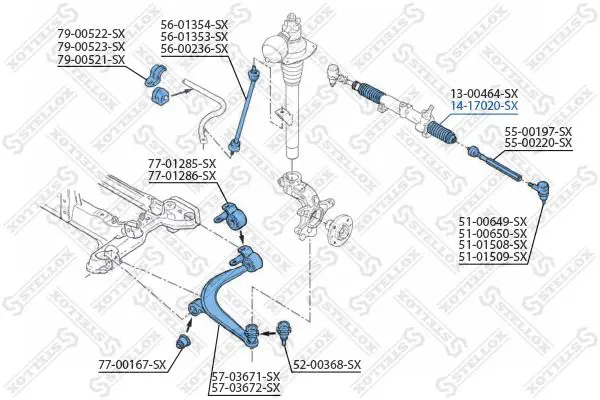 Handler.Part Bellow, steering Stellox 1417020SX 1