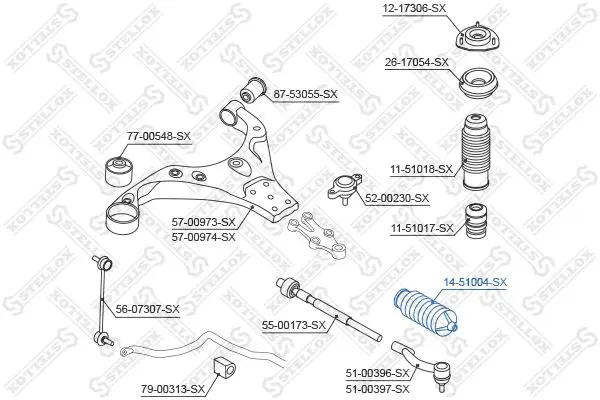 Handler.Part Bellow, steering Stellox 1451004SX 2