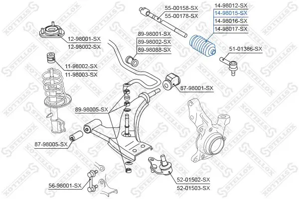 Handler.Part Bellow, steering Stellox 1498015SX 2