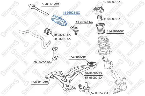 Handler.Part Bellow, steering Stellox 1498028SX 1