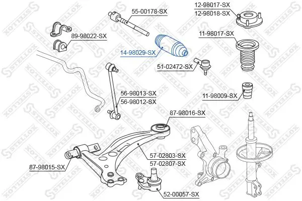 Handler.Part Bellow, steering Stellox 1498029SX 2