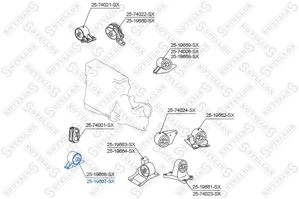 Handler.Part Engine mounting Stellox 2519667SX 2