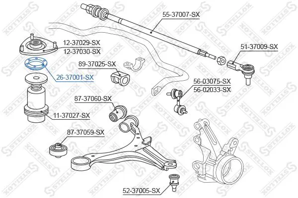 Handler.Part Anti-friction bearing, suspension strut support mounting Stellox 2637001SX 2