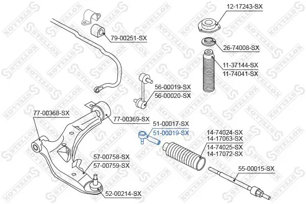 Handler.Part Tie rod end Stellox 5100019SX 1