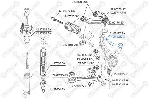 Handler.Part Tie rod end Stellox 5100178SX 1