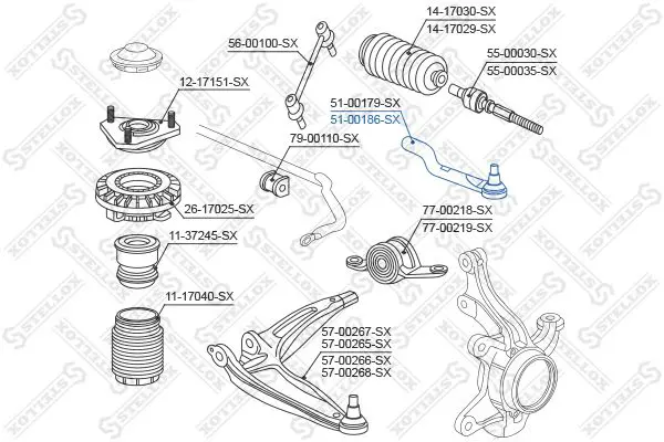 Handler.Part Tie rod end Stellox 5100186SX 2