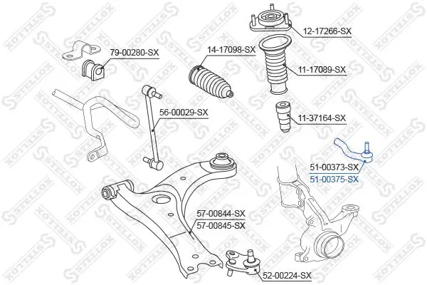 Handler.Part Tie rod end Stellox 5100375SX 1