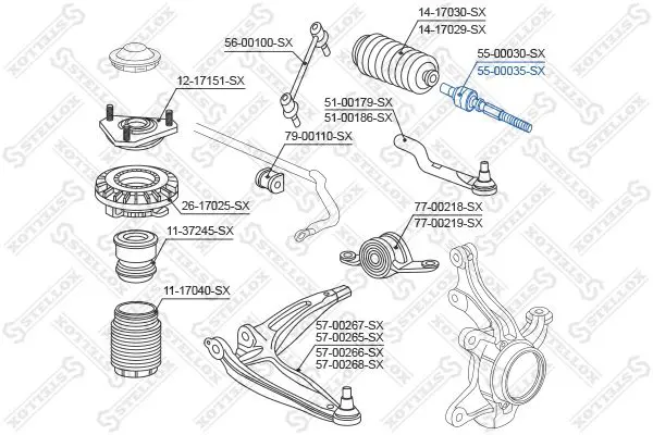 Handler.Part Tie rod axle joint Stellox 5500035SX 1