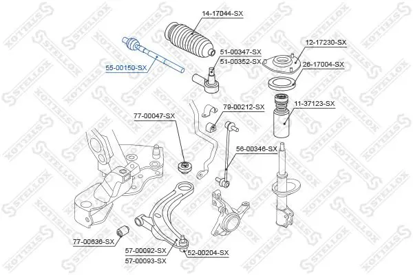 Handler.Part Tie rod axle joint Stellox 5500150SX 2