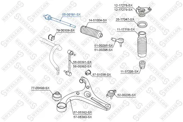 Handler.Part Tie rod axle joint Stellox 5500191SX 1