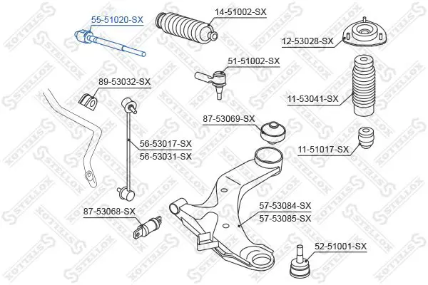 Handler.Part Tie rod axle joint Stellox 5551020SX 2