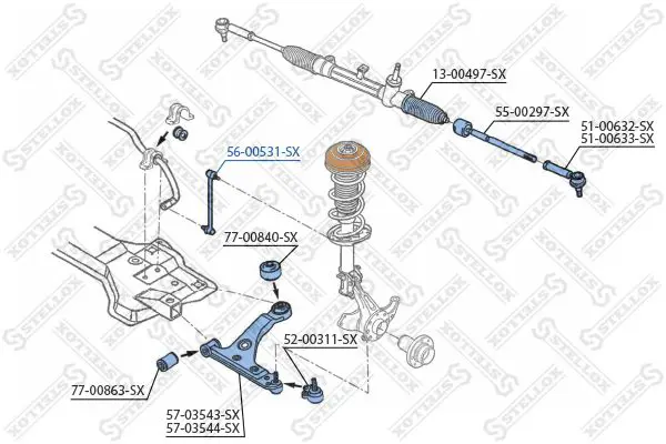 Handler.Part Rod/strut, stabiliser Stellox 5600531SX 2