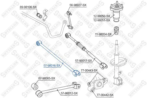 Handler.Part Rod/strut, wheel suspension Stellox 5798016SX 1