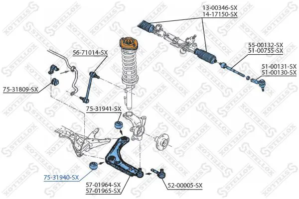 Handler.Part Control arm-/trailing arm bush Stellox 7531940SX 2