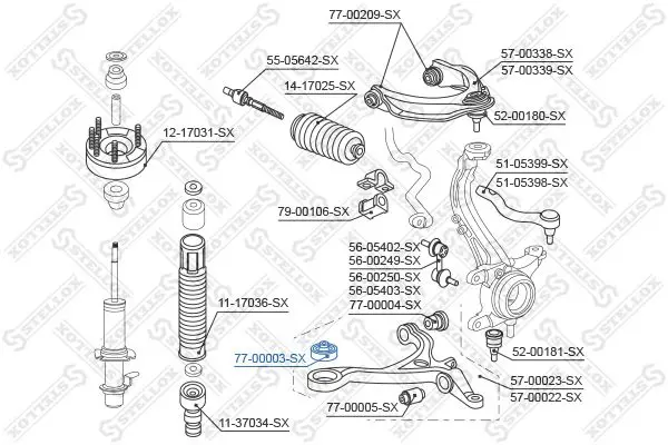 Handler.Part Control arm-/trailing arm bush Stellox 7700003SX 2