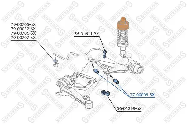 Handler.Part Control arm-/trailing arm bush Stellox 7700098SX 2