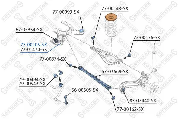 Handler.Part Control arm-/trailing arm bush Stellox 7700105SX 2