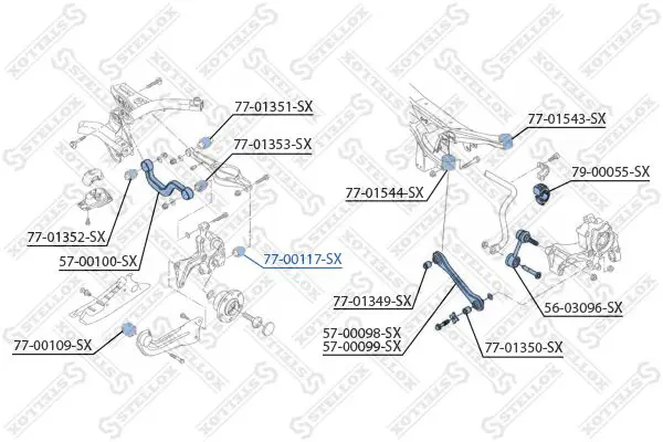 Handler.Part Control arm-/trailing arm bush Stellox 7700117SX 1